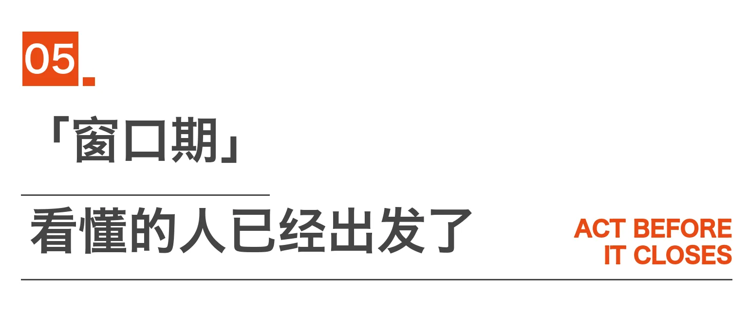 章节卡：05「窗口期」看懂的人已经出发了 ACT BEFORE IT CLOSES